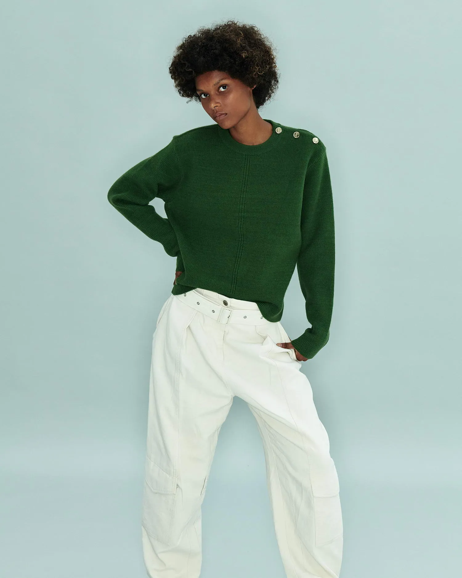 Line Sweater with Buttons