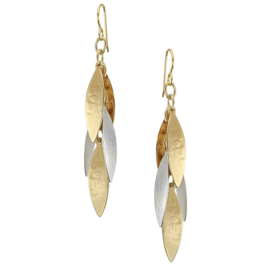 Long Layered Leaves Wire Earrings