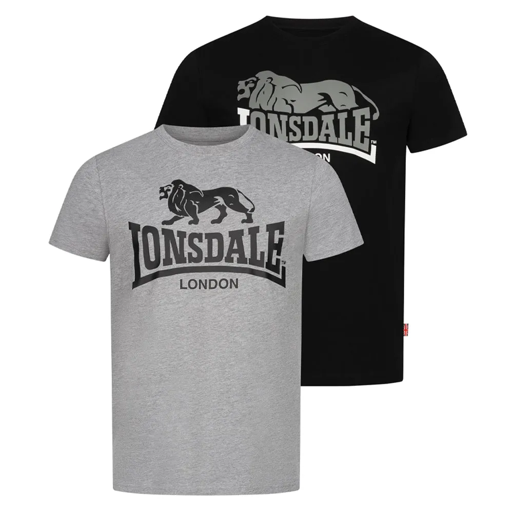 Lonsdale T-shirts Dubbelpak Loscoe Zwart/Grijs
