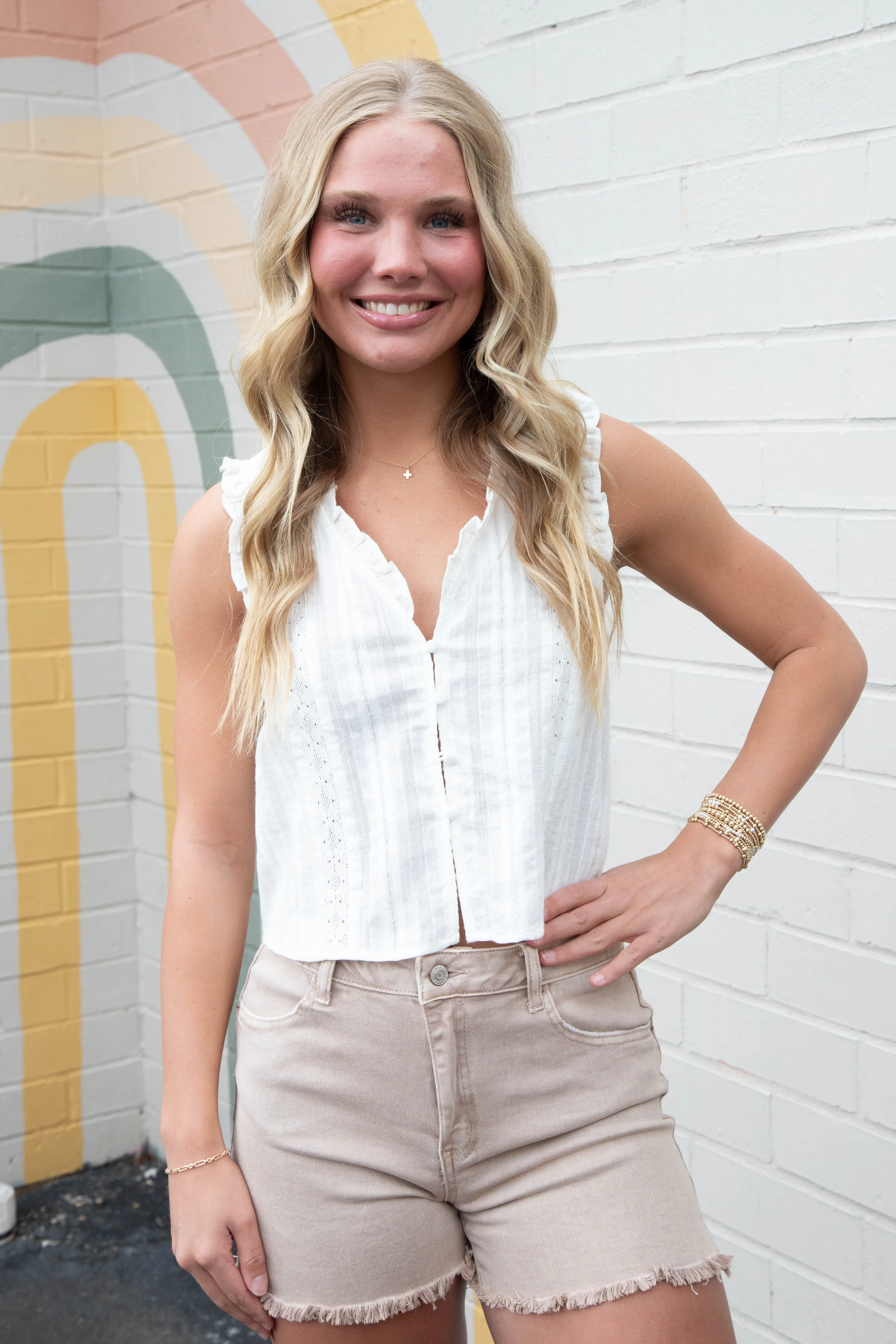 Luciana Acid Washed Frayed Shorts, Ash Mocha
