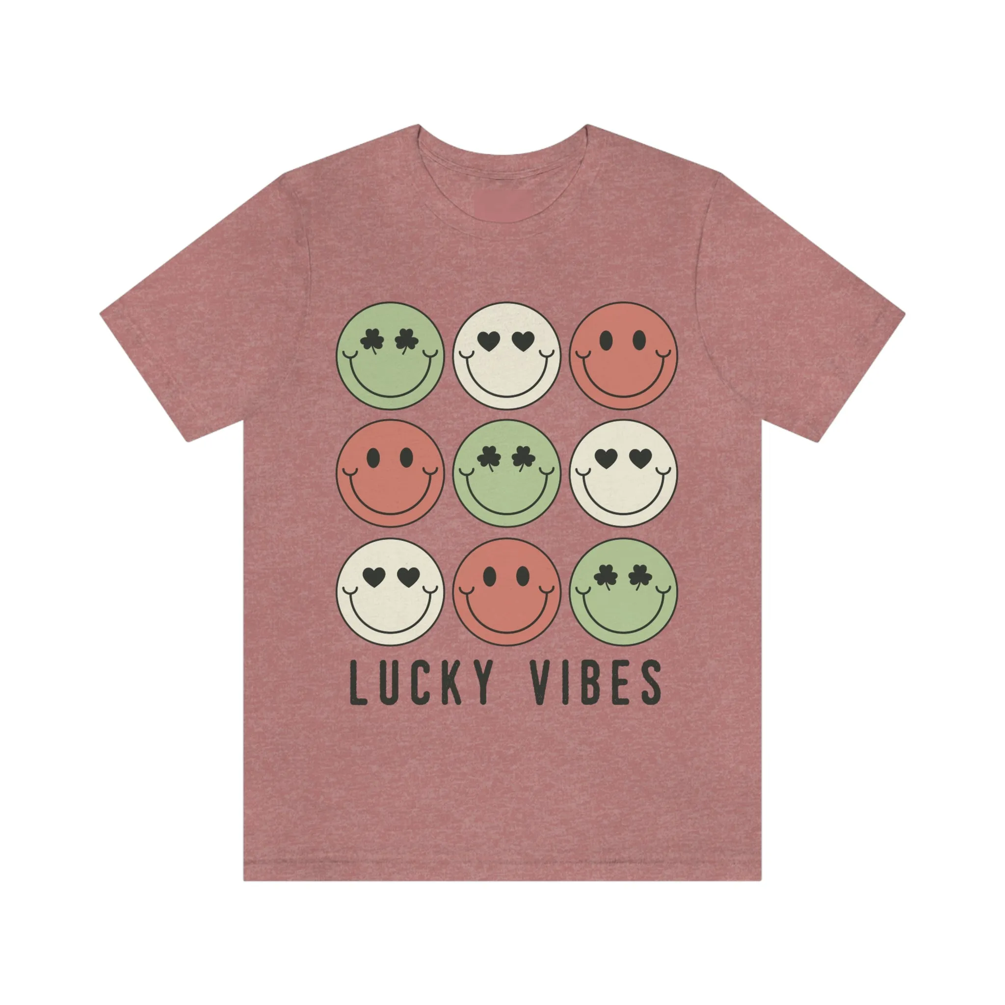 Lucky Vibes St. Patrick's Day Smiley Faces Unisex Jersey Short Sleeve Tee