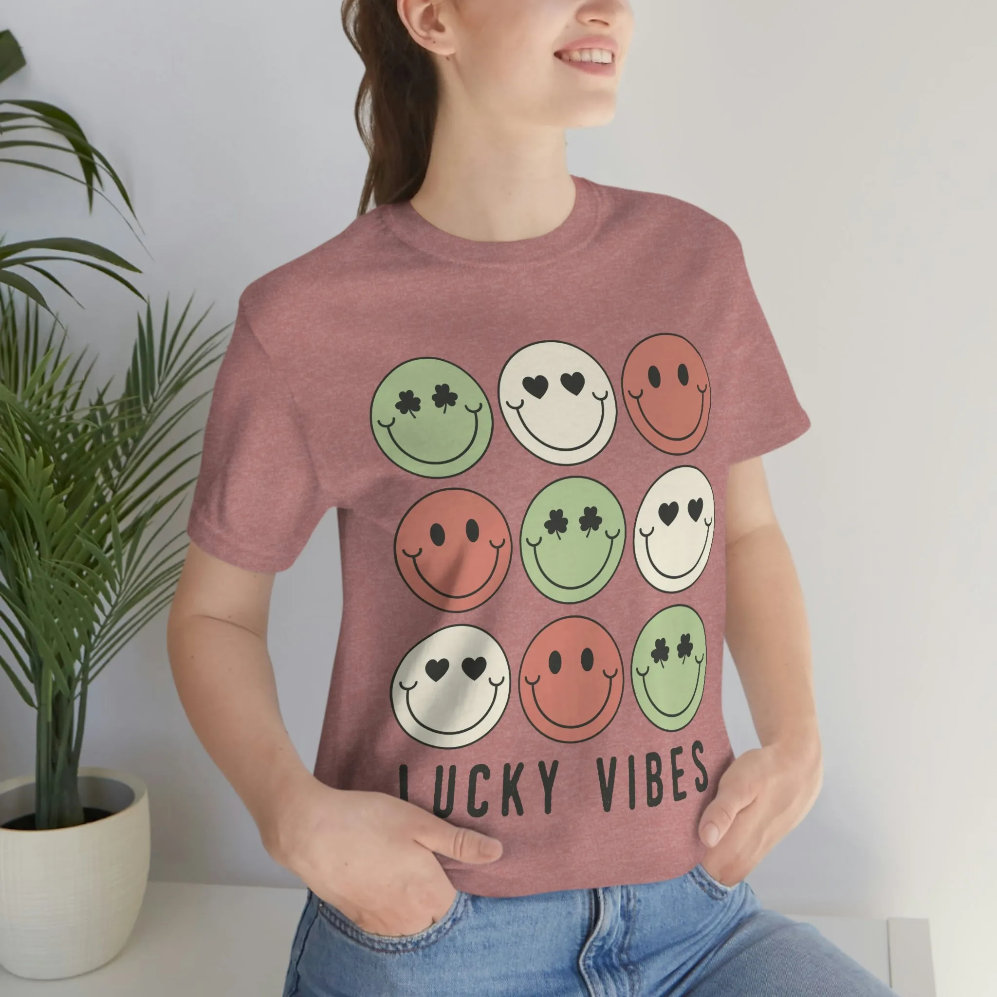 Lucky Vibes St. Patrick's Day Smiley Faces Unisex Jersey Short Sleeve Tee