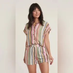 Marine Layer NWT Beach Short Bold Stripe in Multi Color