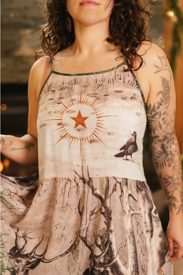 Market of Stars - Winter Wish Christmas Plaid Bohéme Slip Dress with Deer