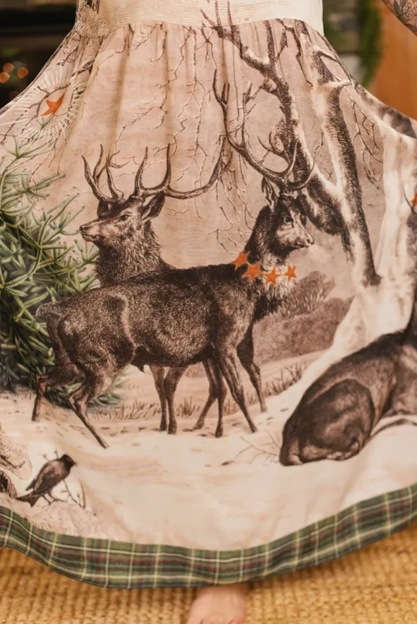 Market of Stars - Winter Wish Christmas Plaid Bohéme Slip Dress with Deer