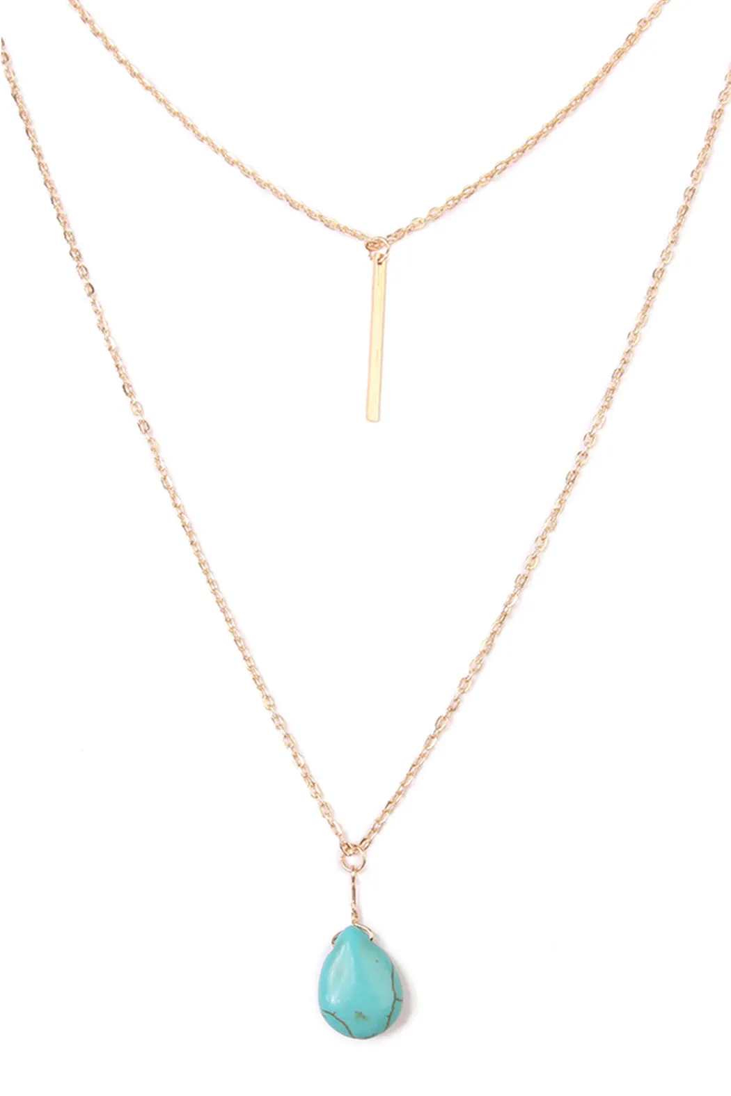 MATCHSTICK TEARDROP LAYERED NECKLACE