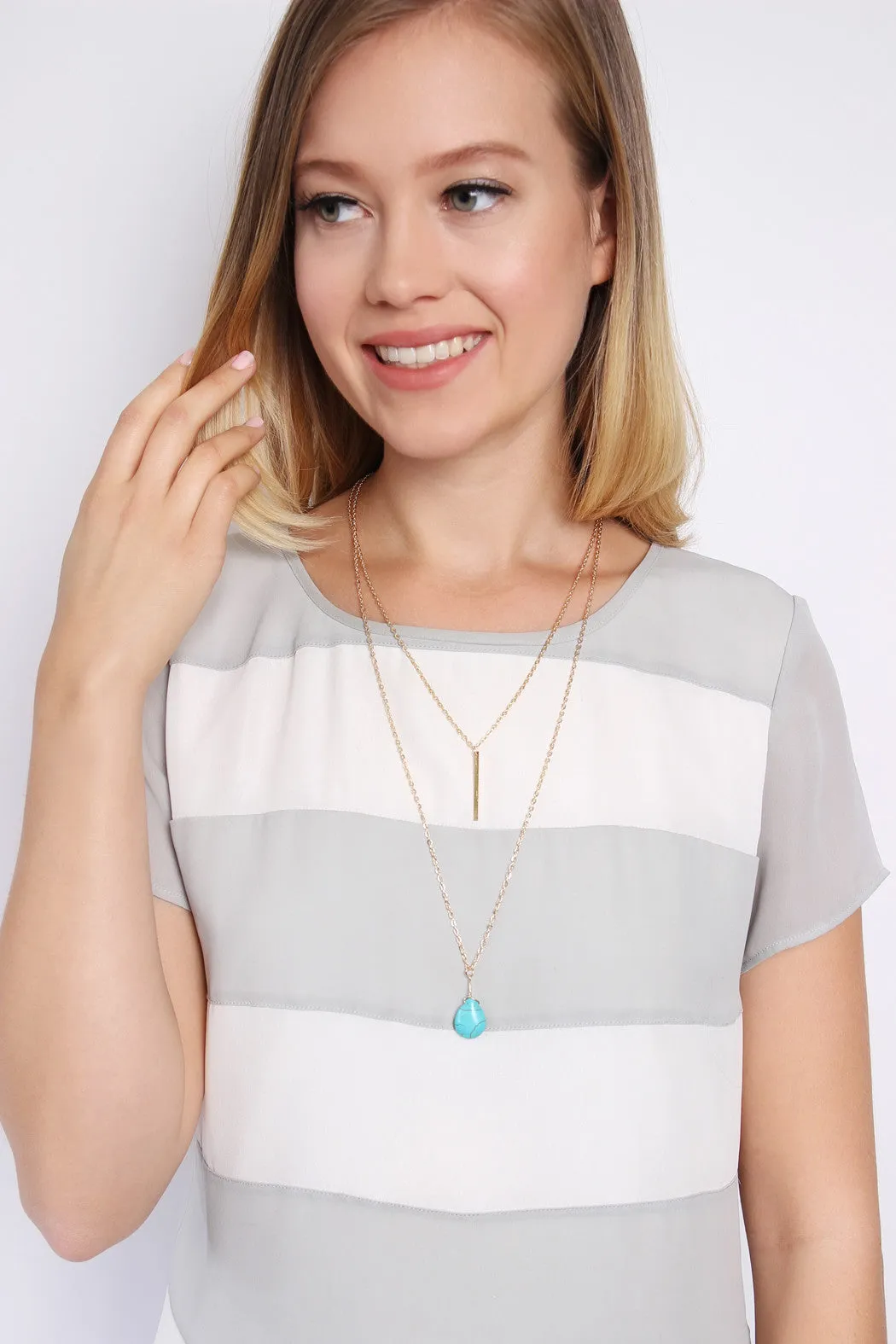 MATCHSTICK TEARDROP LAYERED NECKLACE