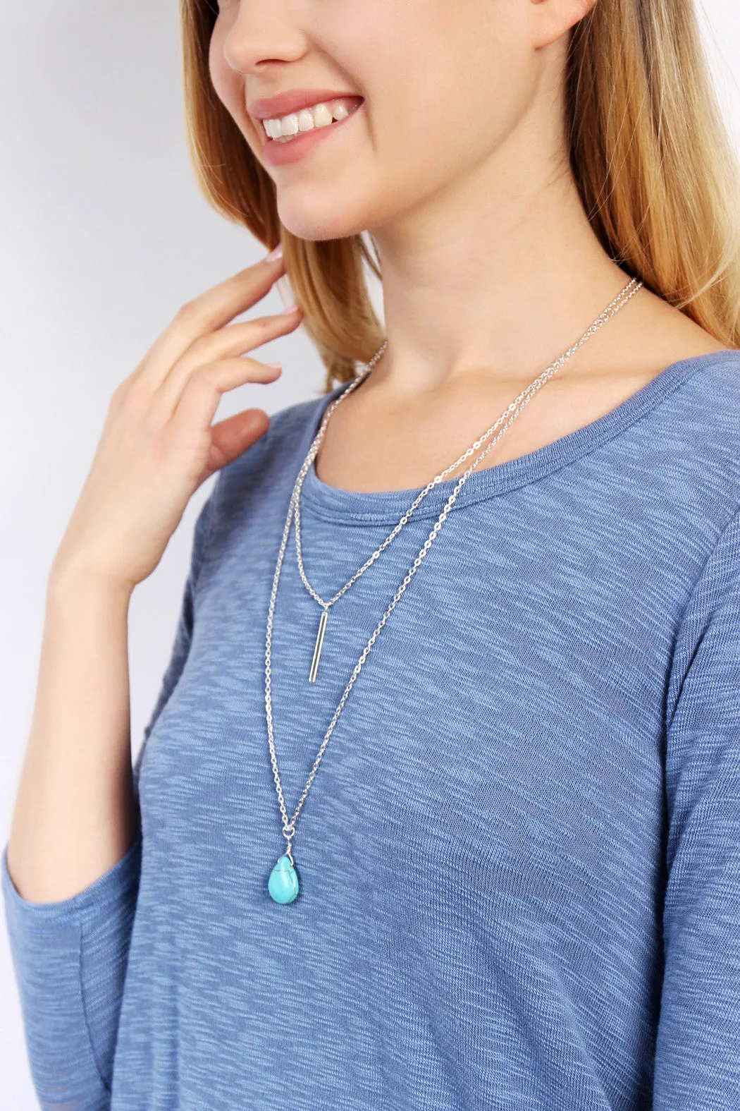 MATCHSTICK TEARDROP LAYERED NECKLACE