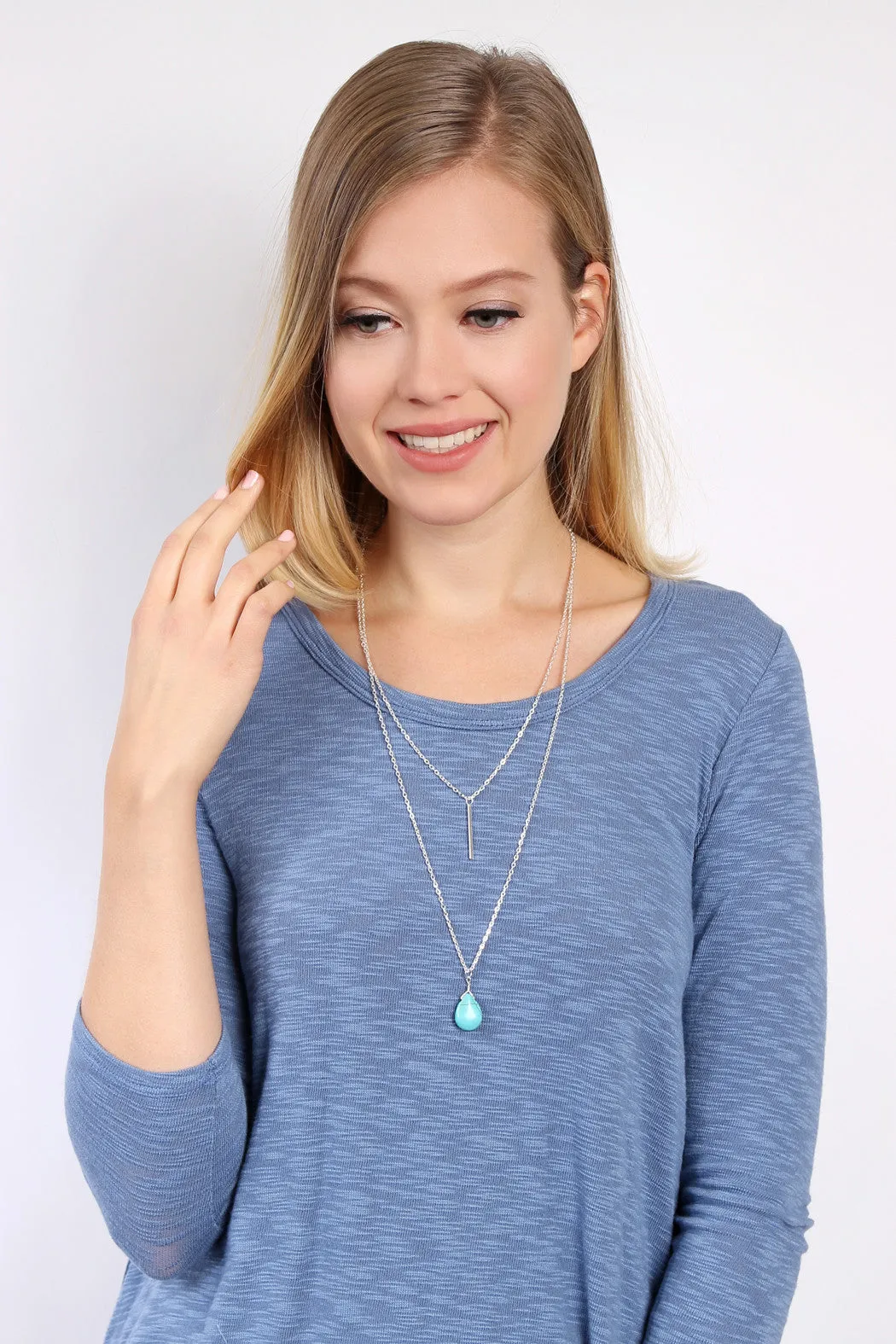MATCHSTICK TEARDROP LAYERED NECKLACE
