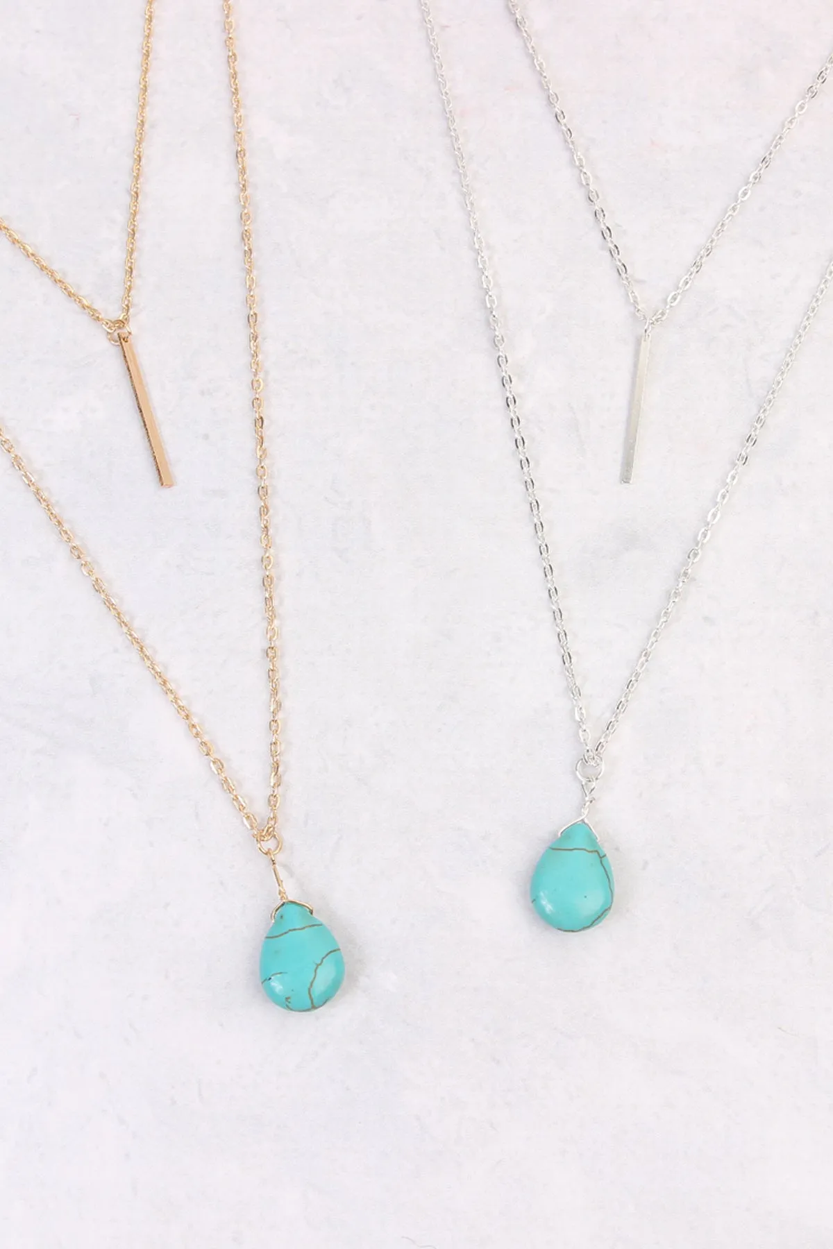 MATCHSTICK TEARDROP LAYERED NECKLACE