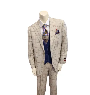 Mazari Three Piece plaid Suit