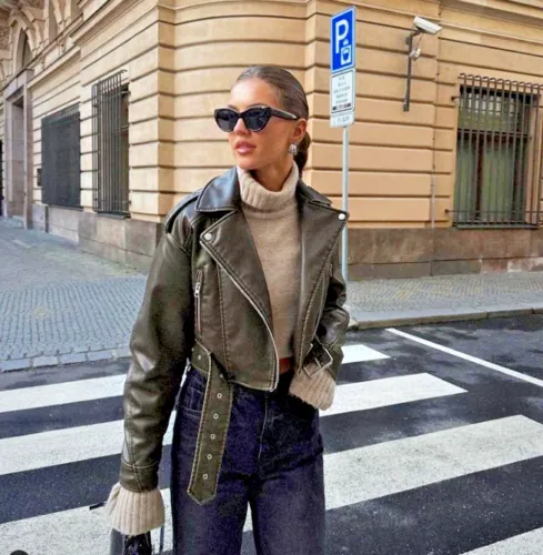 Melugrace leather jacket women