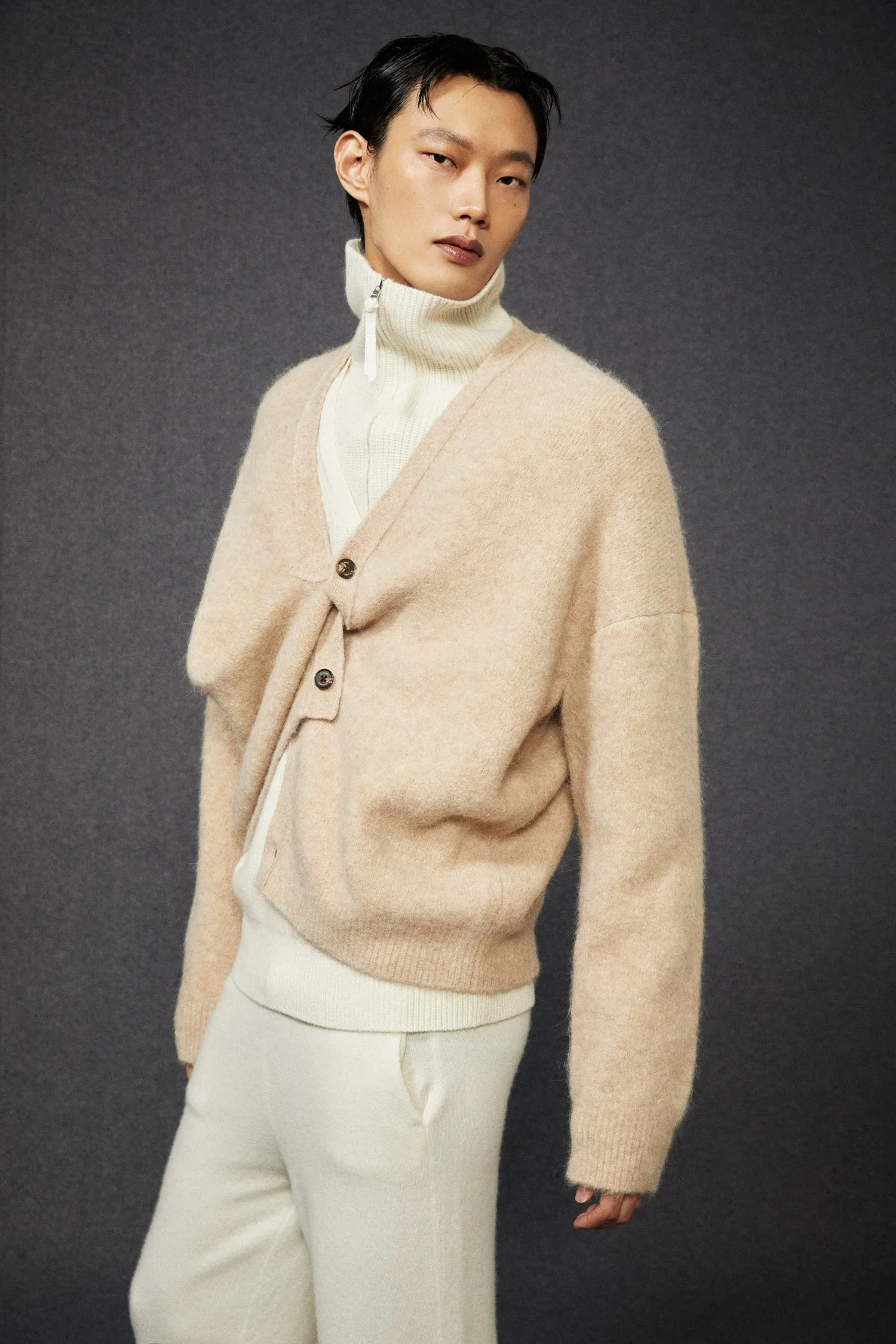 Men Ribbed Half-Zip Sweater