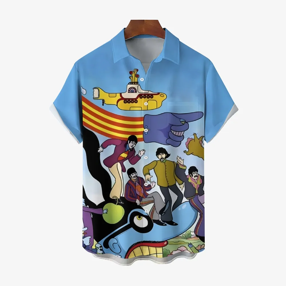 Men's Band Casual Short Sleeve Shirt 2403000494