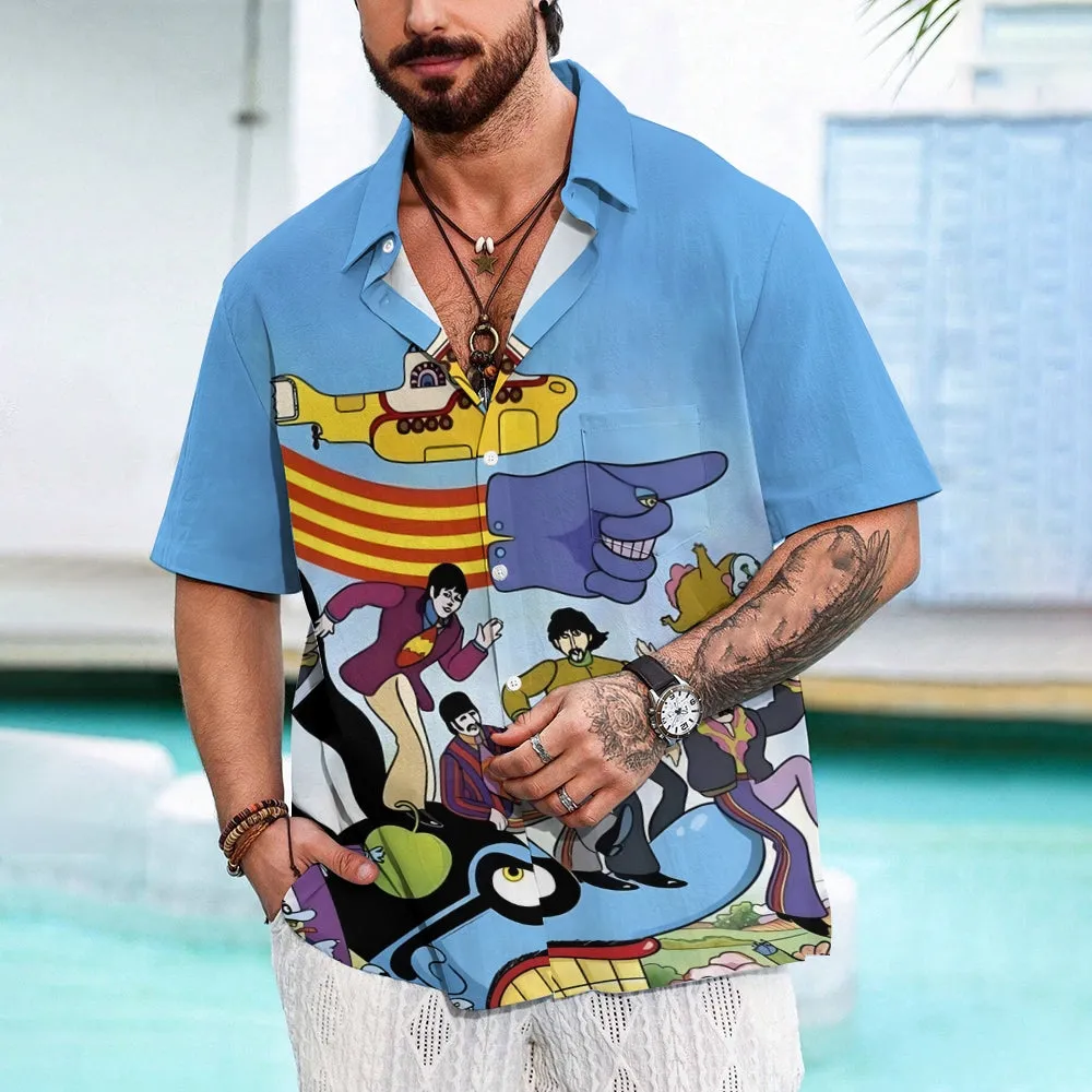 Men's Band Casual Short Sleeve Shirt 2403000494