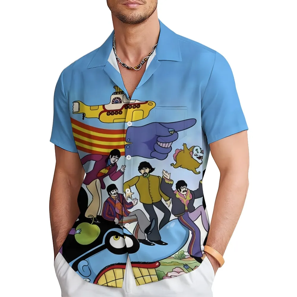 Men's Band Casual Short Sleeve Shirt 2403000494