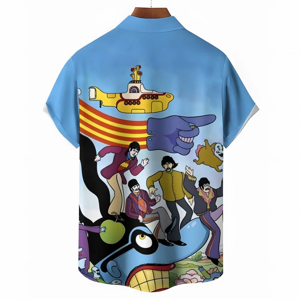 Men's Band Casual Short Sleeve Shirt 2403000494