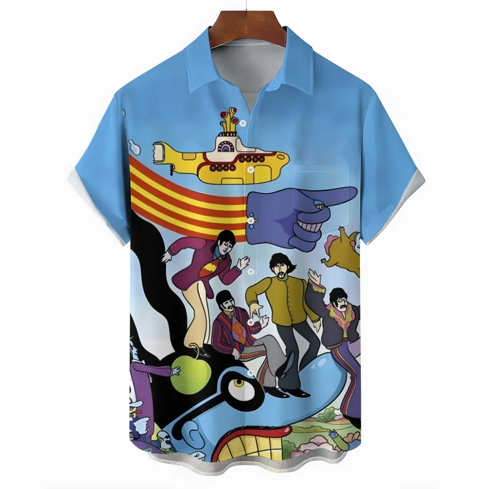 Men's Band Casual Short Sleeve Shirt 2403000494