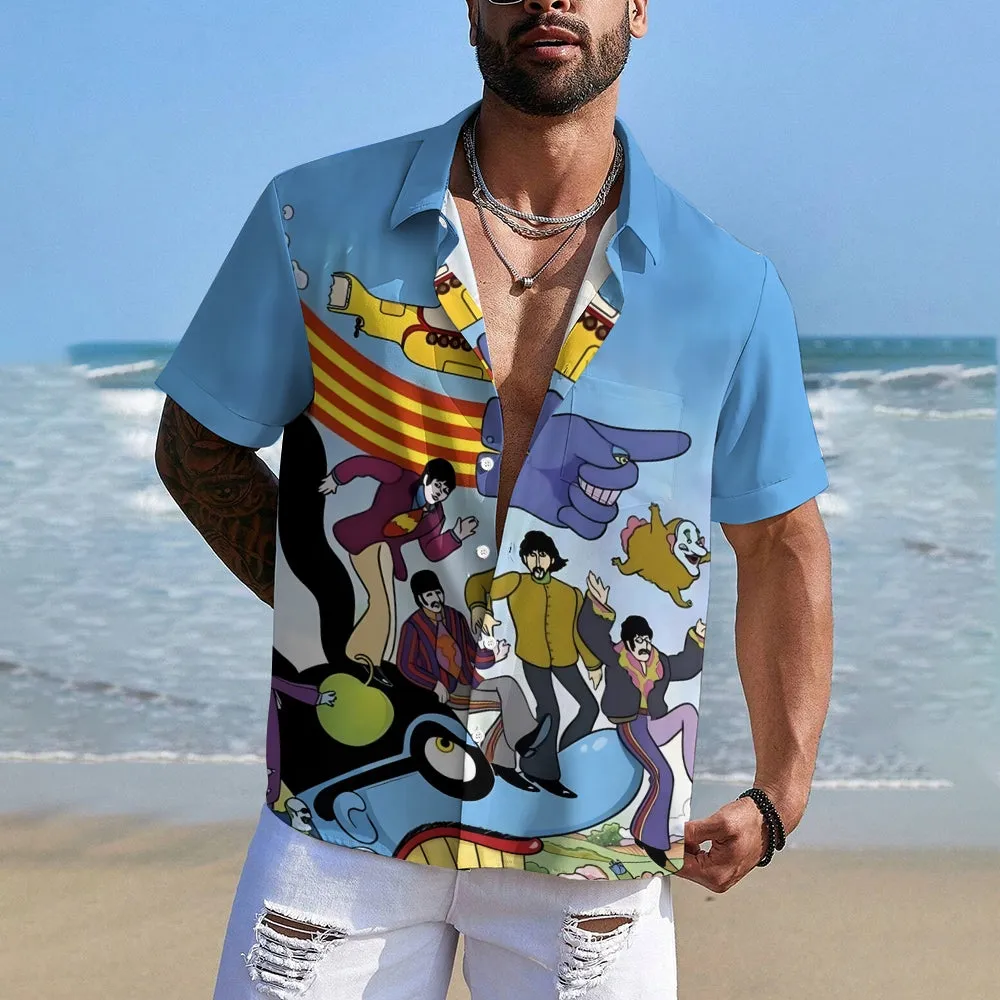 Men's Band Casual Short Sleeve Shirt 2403000494