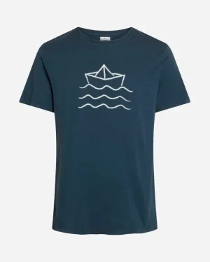 Mens Boat And Waves Tee - Navy