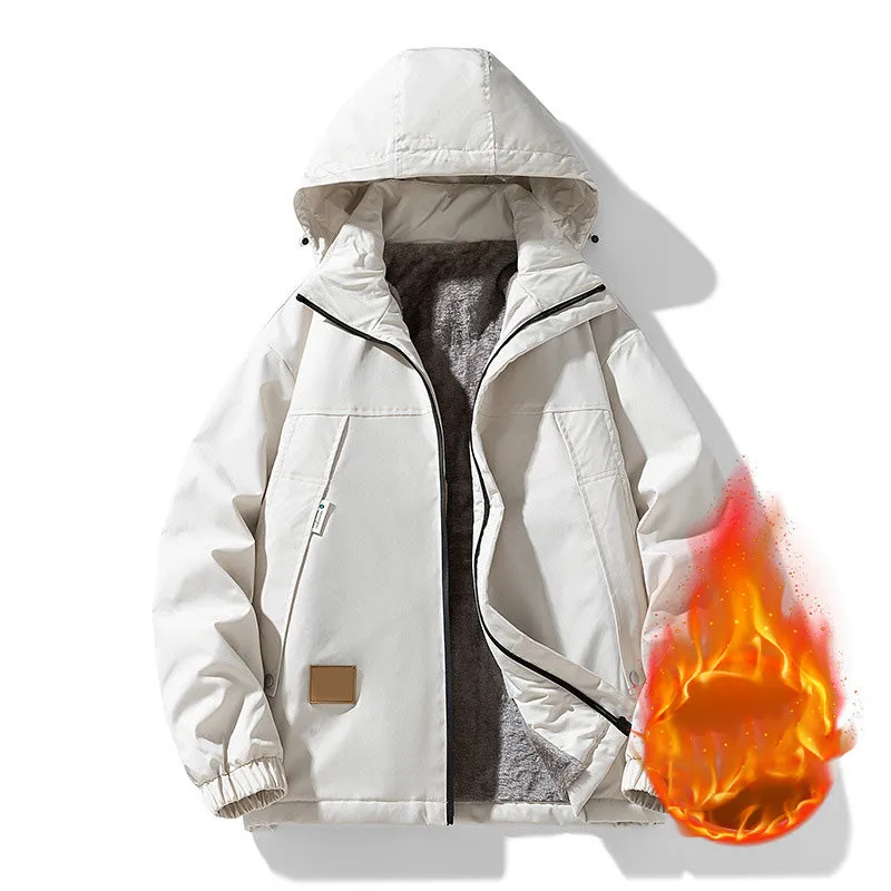 Men's Casual Warm Zip-Up Hooded Jacket