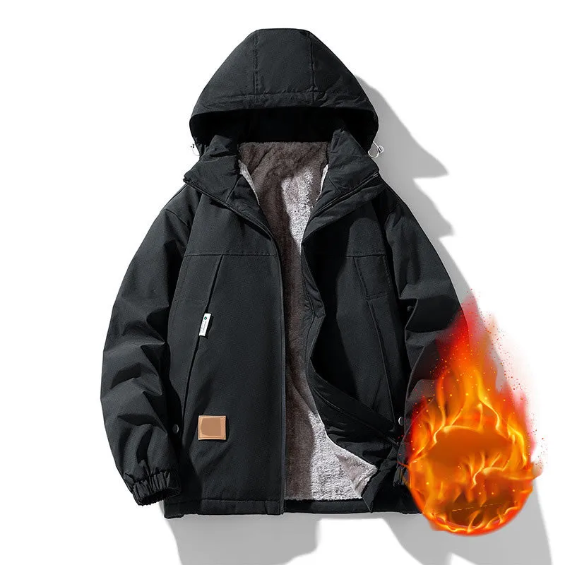 Men's Casual Warm Zip-Up Hooded Jacket