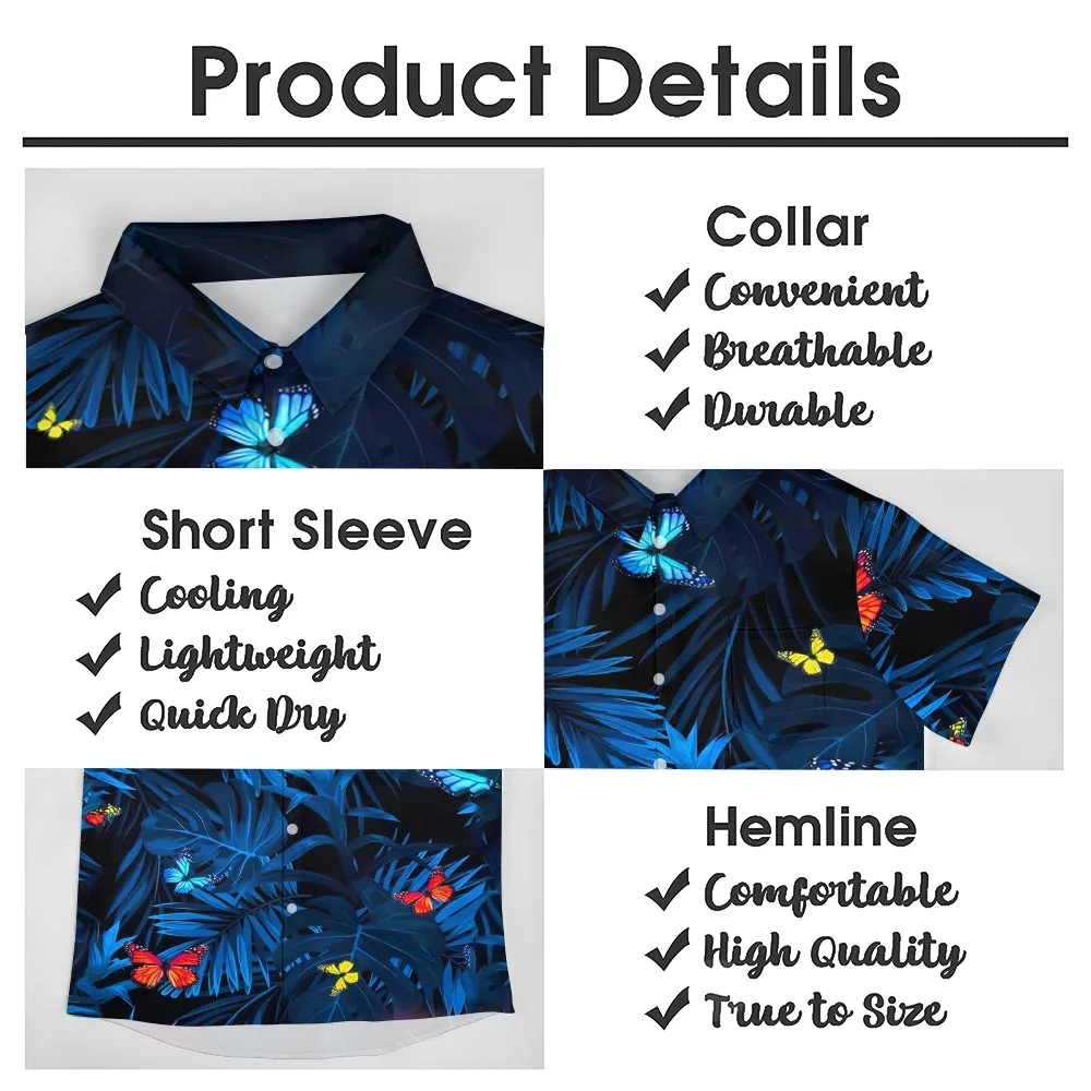 Men's Hawaiian Butterfly Floral Print Short Sleeve Shirt 2412000431