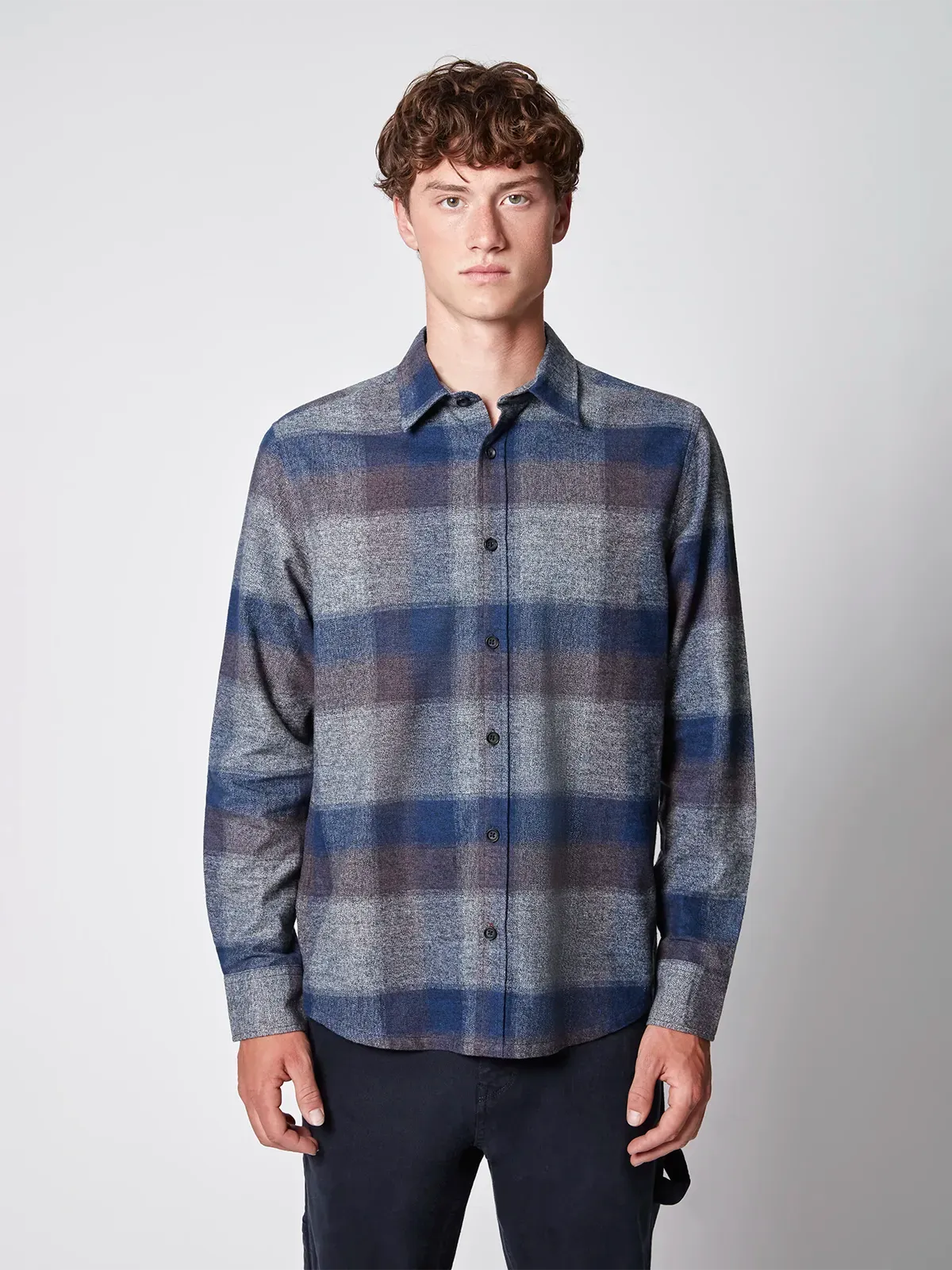 Men's Long Sleeve Plaid Button-up Shirt