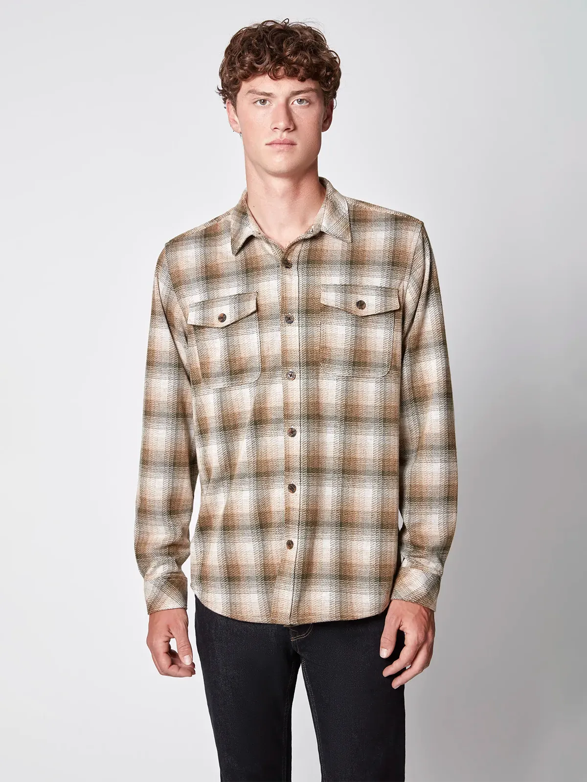 Men's Long Sleeve Plaid Button-up Shirt