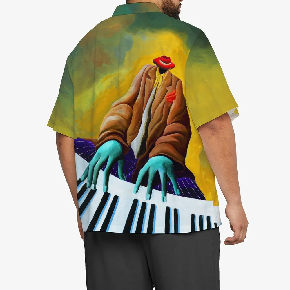 Men's Piano Fans Graphic Print Short Sleeves Shirt