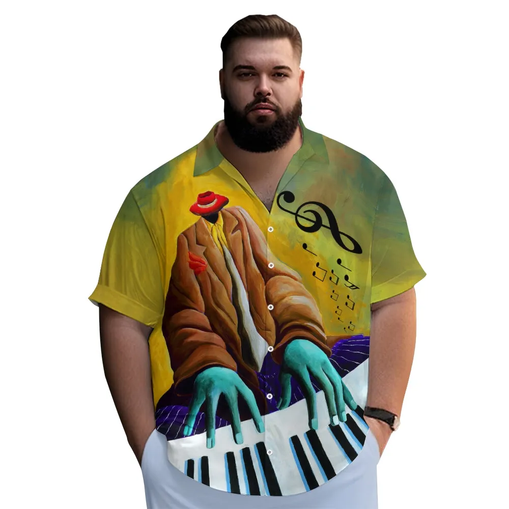 Men's Piano Fans Graphic Print Short Sleeves Shirt