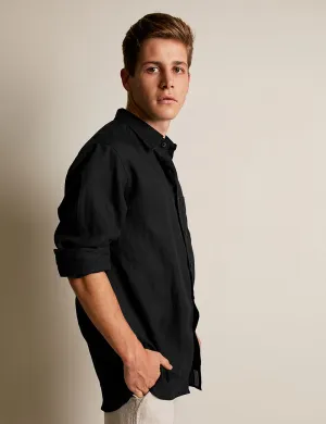 MENS SHIRT | SLIM FIT | LONG SLEEVE | BLACK
