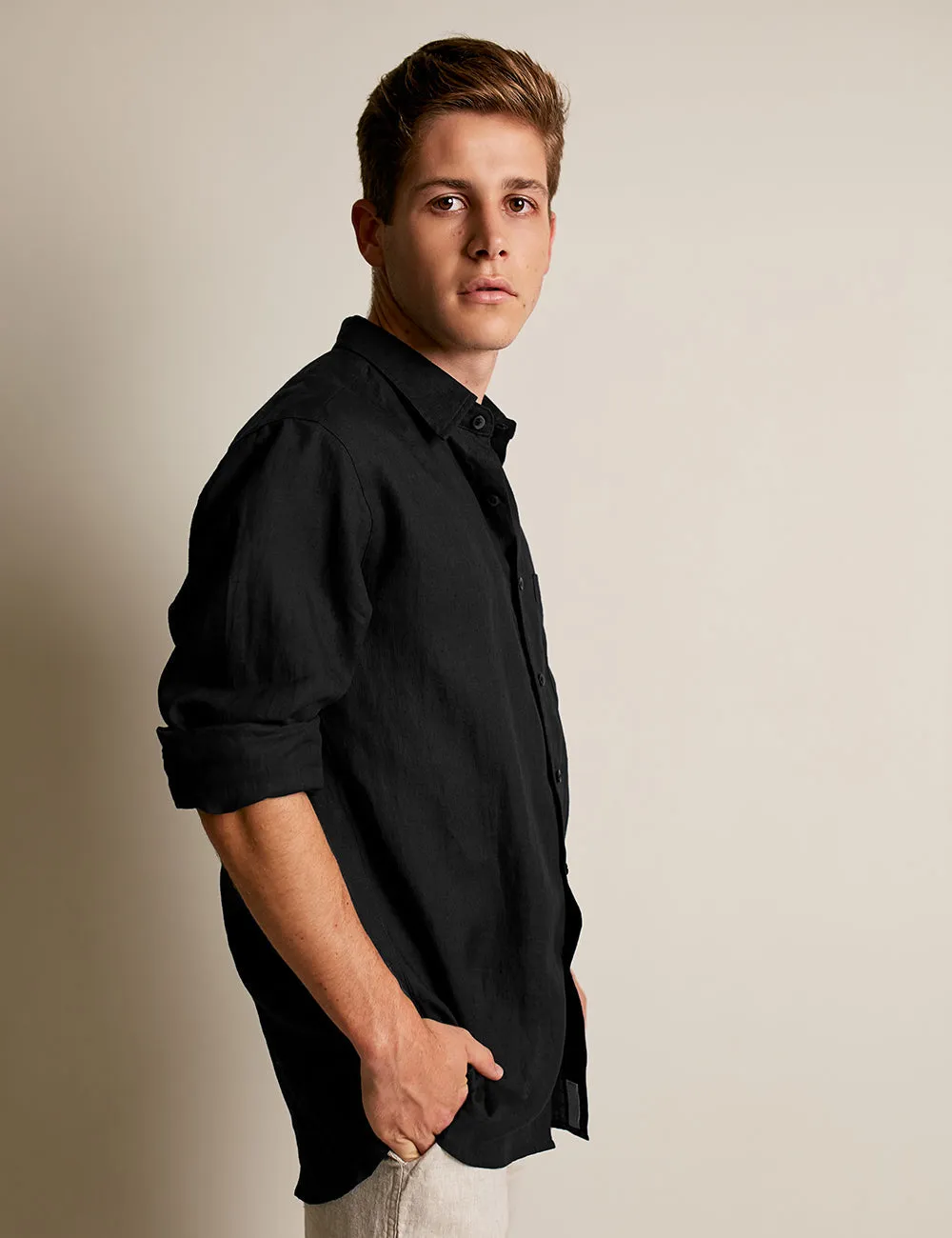 MENS SHIRT | SLIM FIT | LONG SLEEVE | BLACK