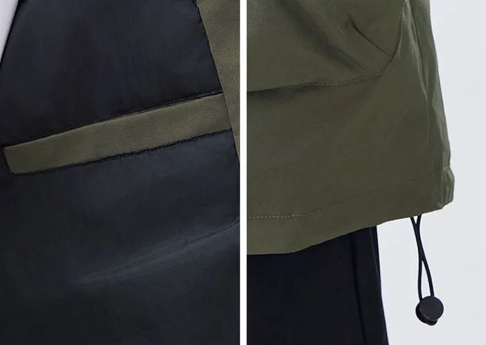 Men's Windproof Raincoat with Flap Pockets and Easy-to-Clean Fabric