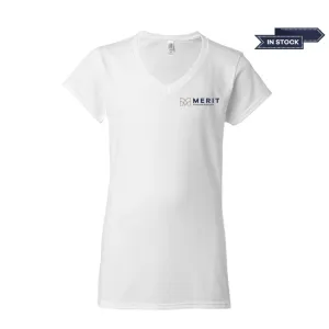 Merit Softstyle Women's V-Neck T-Shirt - White