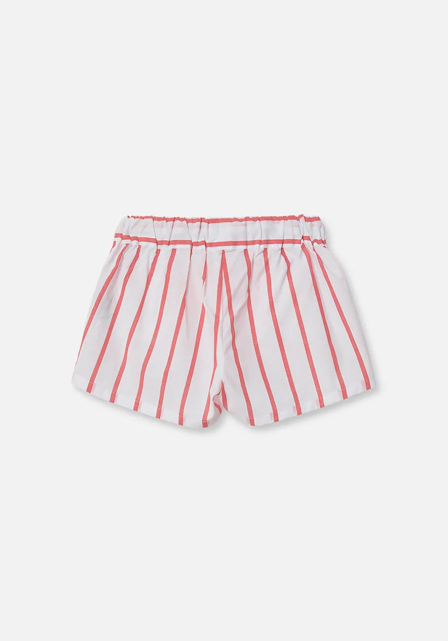 Miann & Co Kids - Elastic Waist Shorts - Tomato Stripe