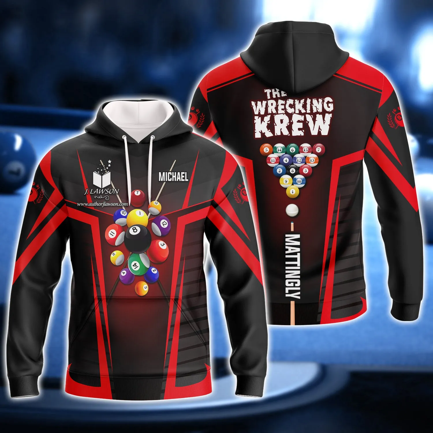 MICHAEL MATTINGLY, The Wrecking Krew Team In Red Billard Balls 3D Shirt - QB95
