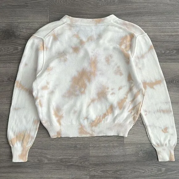 MICHAEL STARS Rylie Tie Dye Cardigan Medium Relaxed Neutral Beige Boho Workwear