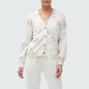 MICHAEL STARS Rylie Tie Dye Cardigan Medium Relaxed Neutral Beige Boho Workwear