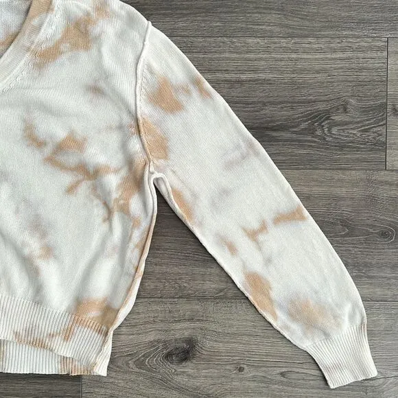 MICHAEL STARS Rylie Tie Dye Cardigan Medium Relaxed Neutral Beige Boho Workwear