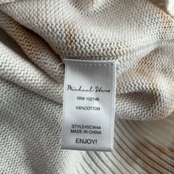MICHAEL STARS Rylie Tie Dye Cardigan Medium Relaxed Neutral Beige Boho Workwear