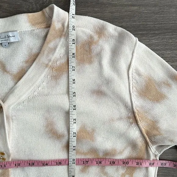 MICHAEL STARS Rylie Tie Dye Cardigan Medium Relaxed Neutral Beige Boho Workwear