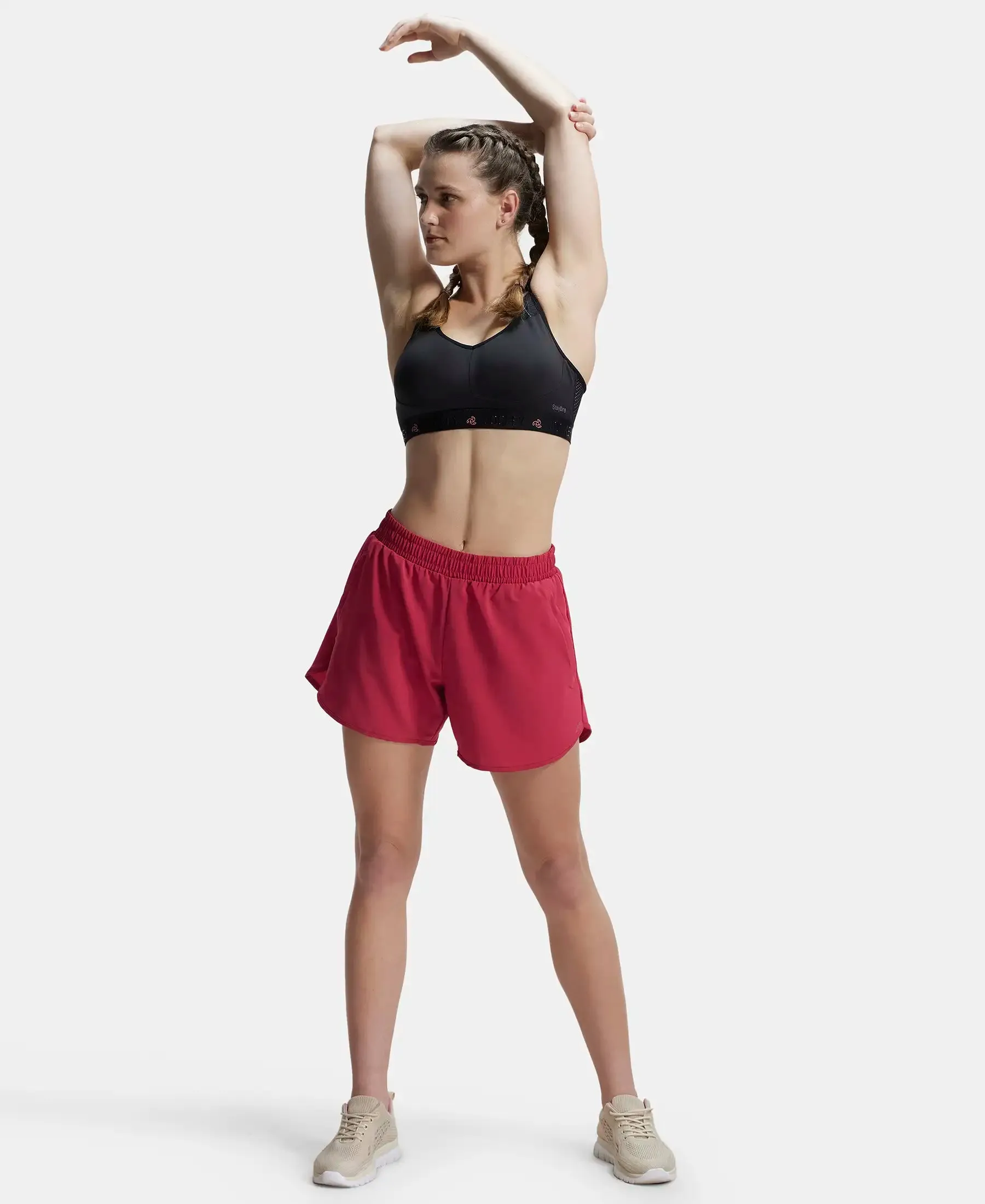 Microfiber Elastane Stretch Double Layered Woven Fabric Regular Fit Shorts with Zipper Pockets - Granita