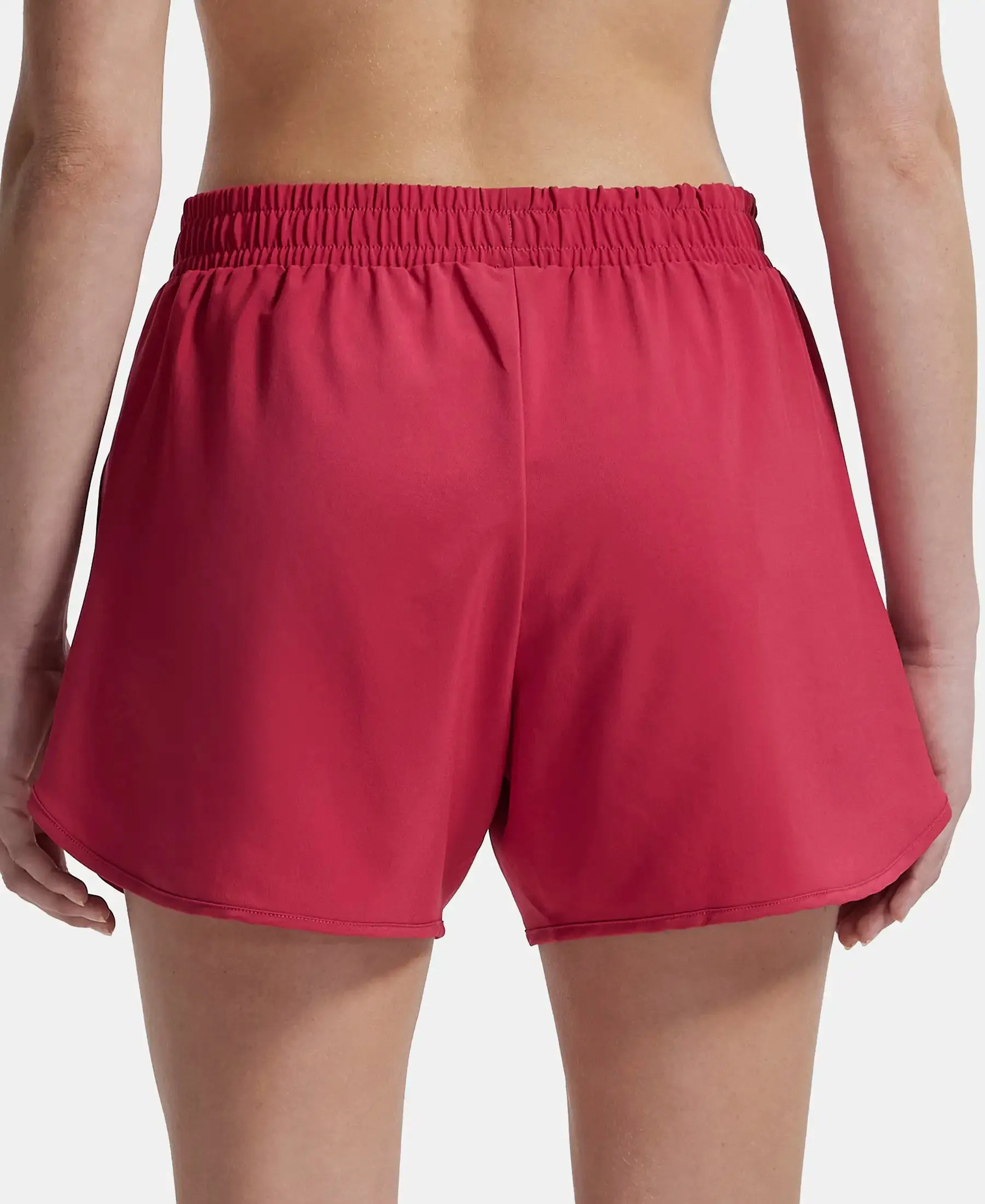 Microfiber Elastane Stretch Double Layered Woven Fabric Regular Fit Shorts with Zipper Pockets - Granita