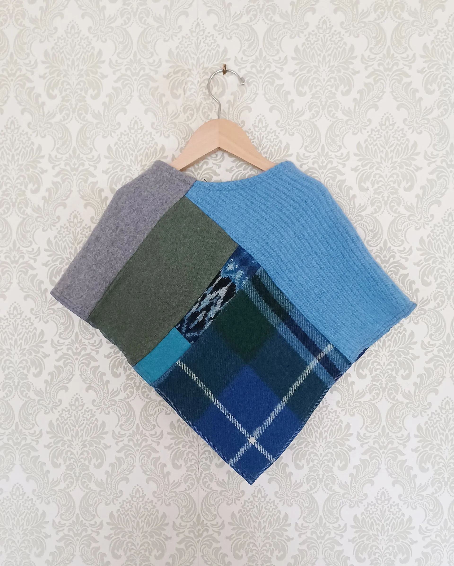 Mini Bluebird Upcycled Patchwork Poncho
