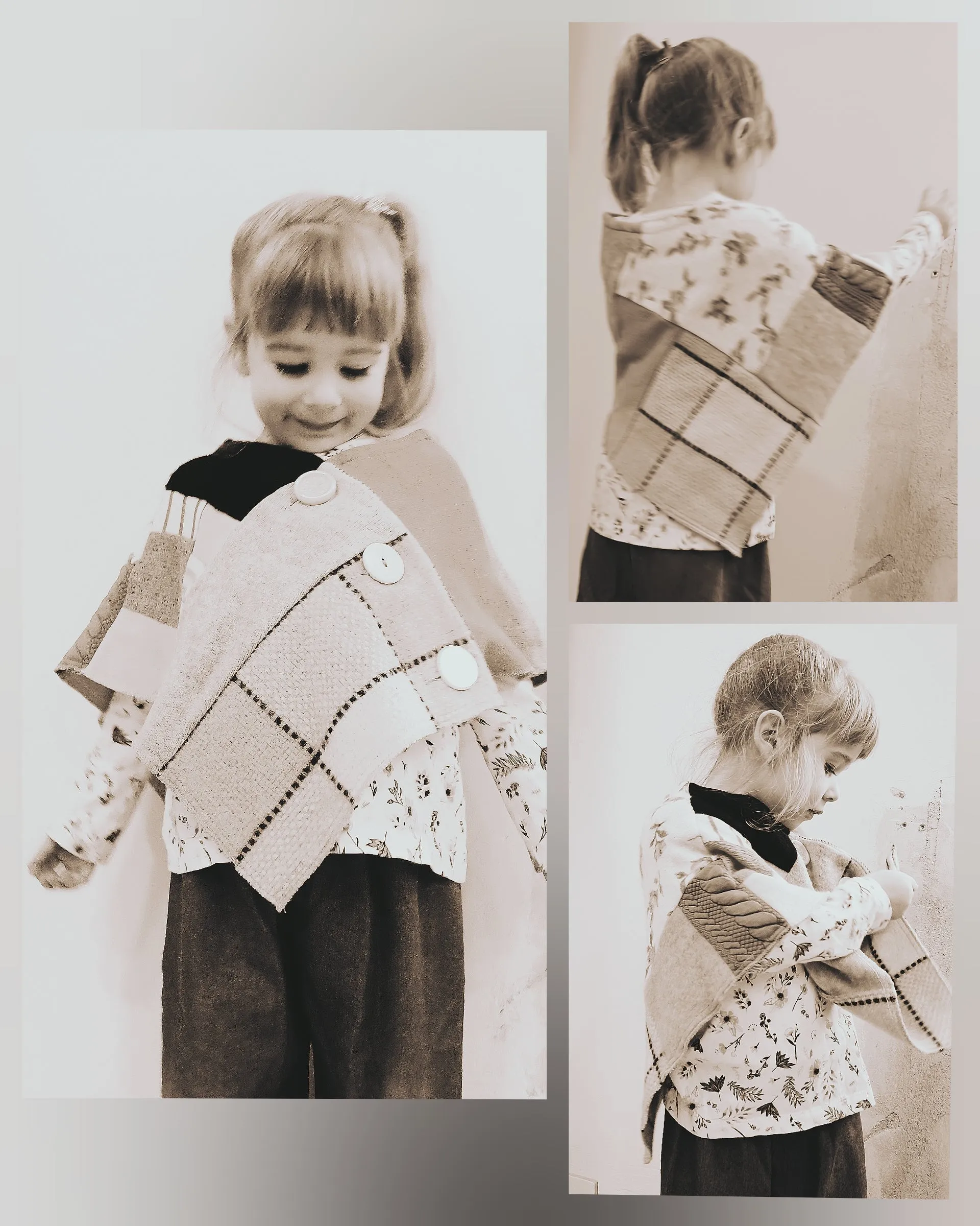 Mini Bluebird Upcycled Patchwork Poncho