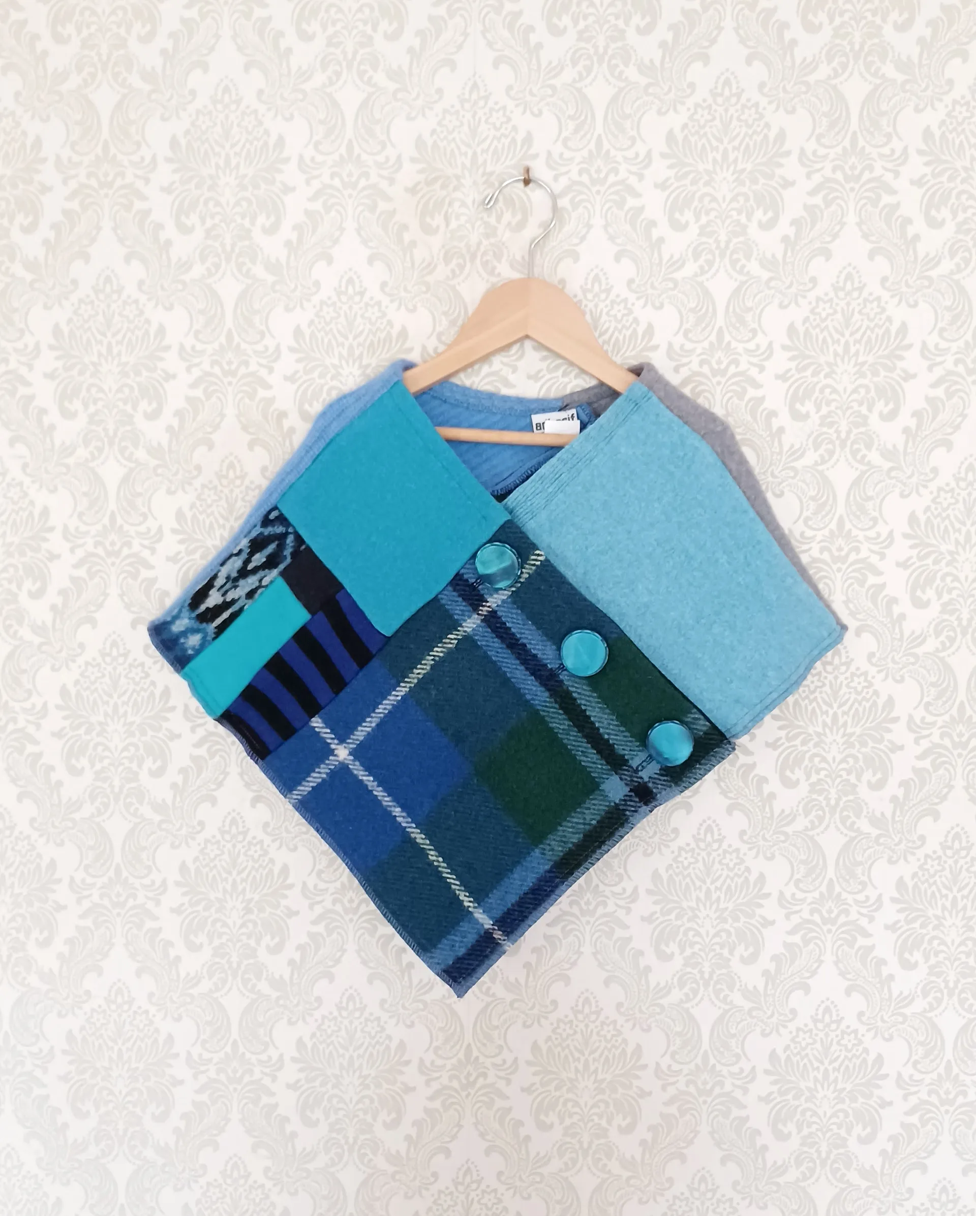 Mini Bluebird Upcycled Patchwork Poncho
