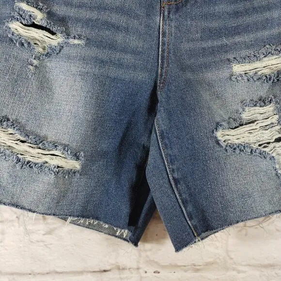 MS BlankNYC Women's The Warren Distressed Blue Ground Rules Denim Shorts NWT 26