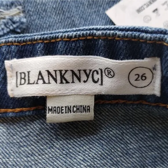 MS BlankNYC Women's The Warren Distressed Blue Ground Rules Denim Shorts NWT 26