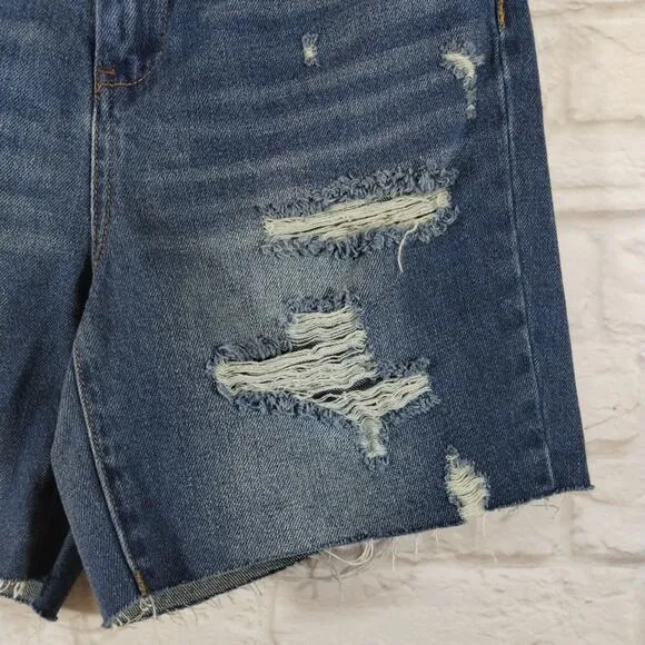MS BlankNYC Women's The Warren Distressed Blue Ground Rules Denim Shorts NWT 26